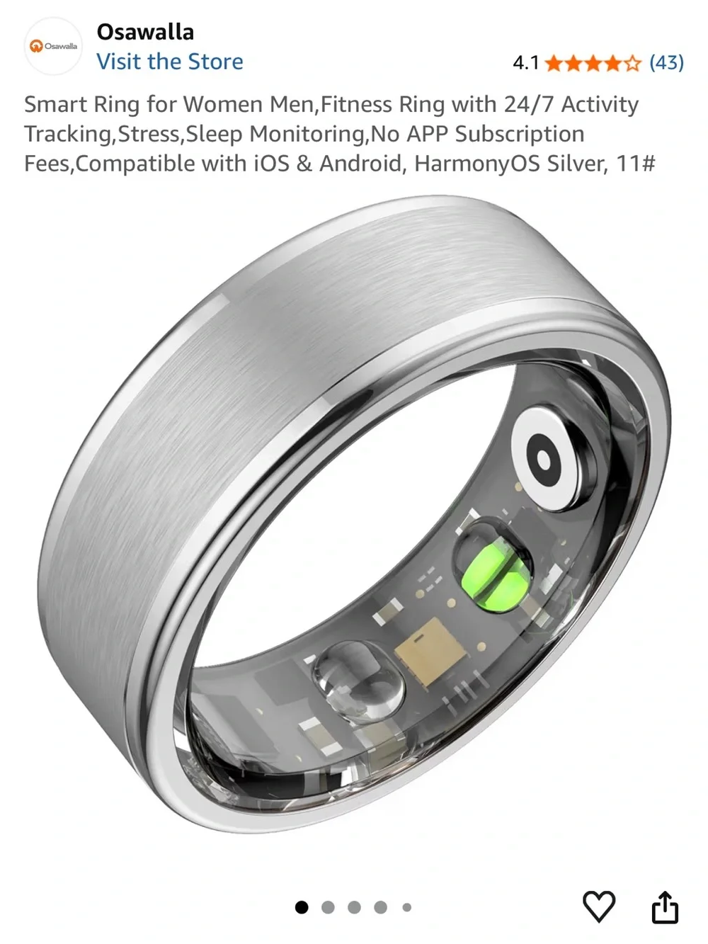 White Smart Wearable Ring - Activity & Notification